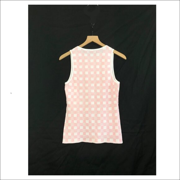 MM LaFleur Knit Top Sample in Ivory&Pink Checkerboard - Small - NWT - Picture 4 of 4